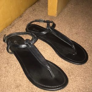 Black leather sandals